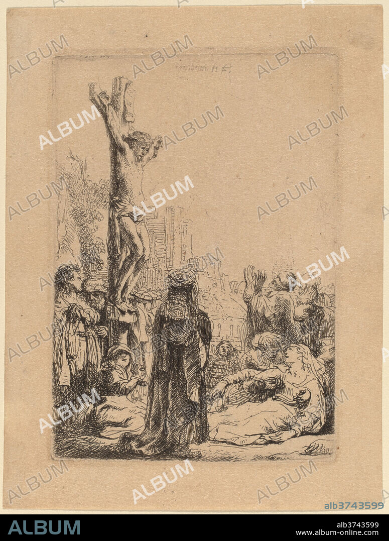REMBRANDT. The Crucifixion: Small Plate. Dated: c. 1635. Medium: etching.