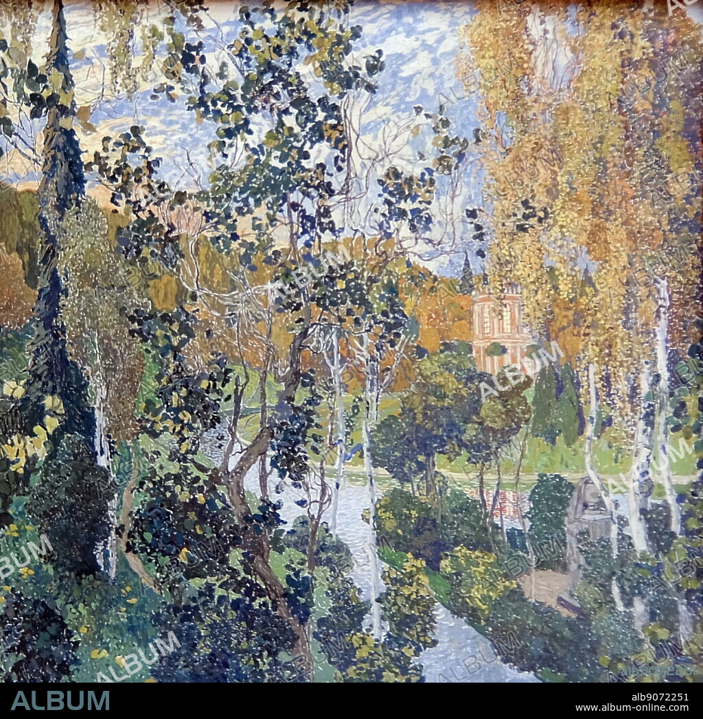 Painting titled 'The Landscape. Pavlovsk' by Aleksandr Golovin. Aleksandr Yakovlevich Golovin (1863-1930) a Russian artist and stage designer.