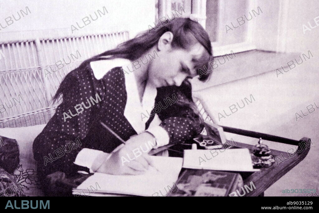 Grand Duchess Anastasia of Russia (1901 1918); youngest daughter of Tsar Nicholas II of Imperial Russia, and his wife, Tsarina Alexandra Feodorovna. Anastasia was murdered with her family in an extrajudicial killing by members of the Cheka, the Bolshevik secret police, at Yekaterinburg on 17 July 1918.