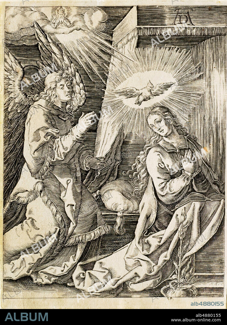 After Albrecht Dürer, German, 14711528, The Annunciation, 1514, Engraving on paper, Border: 5 1/4 x 3 13/16 in. (13.3 x 9.7 cm).