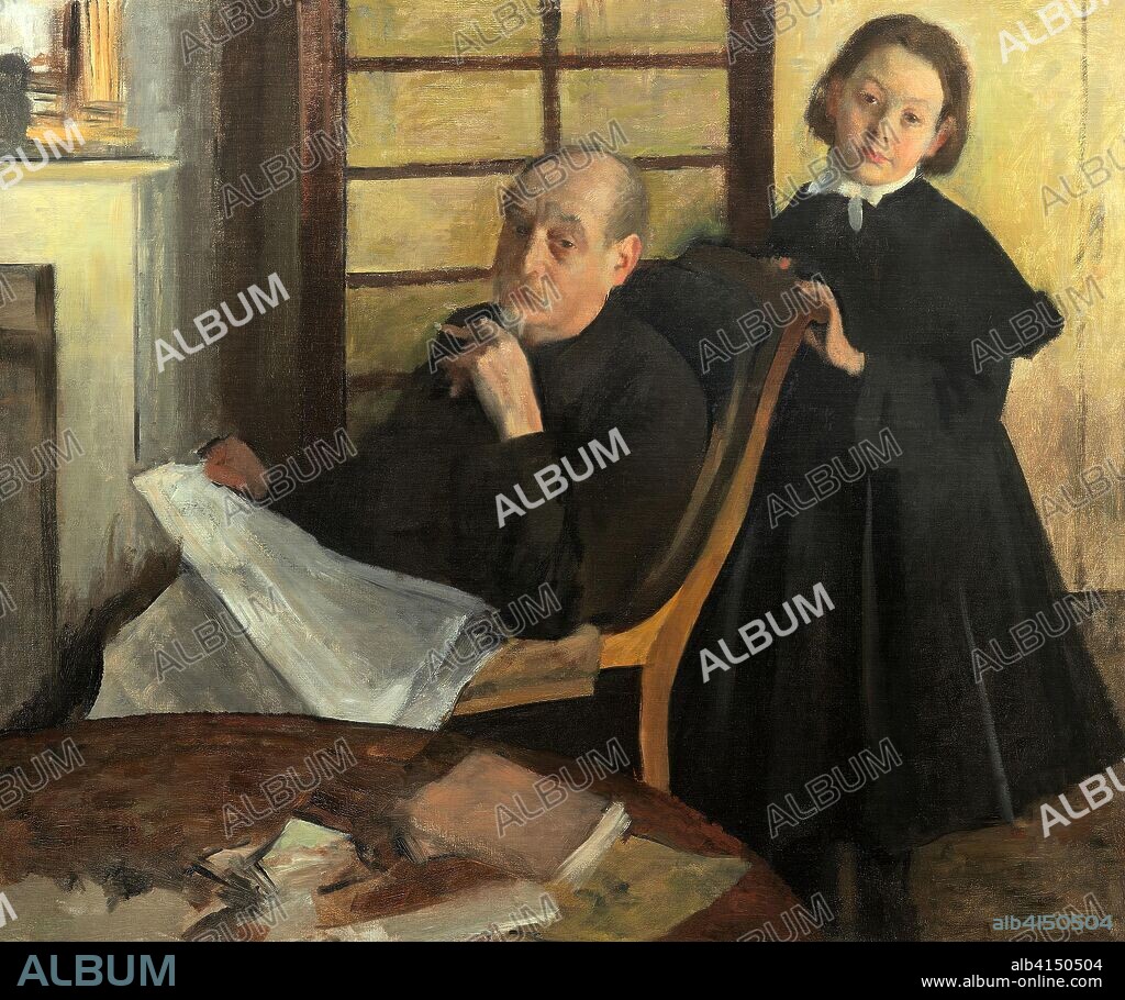 HILAIRE GERMAIN EDGAR DEGAS. Henri Degas and His Niece Lucie Degas (The Artist's Uncle and Cousin). Edgar Degas; French, 1834-1917. Date: 1875-1876. Dimensions: 99.8 × 119.9 cm (39 1/4 × 47 3/16 in.). Oil on canvas. Origin: France.