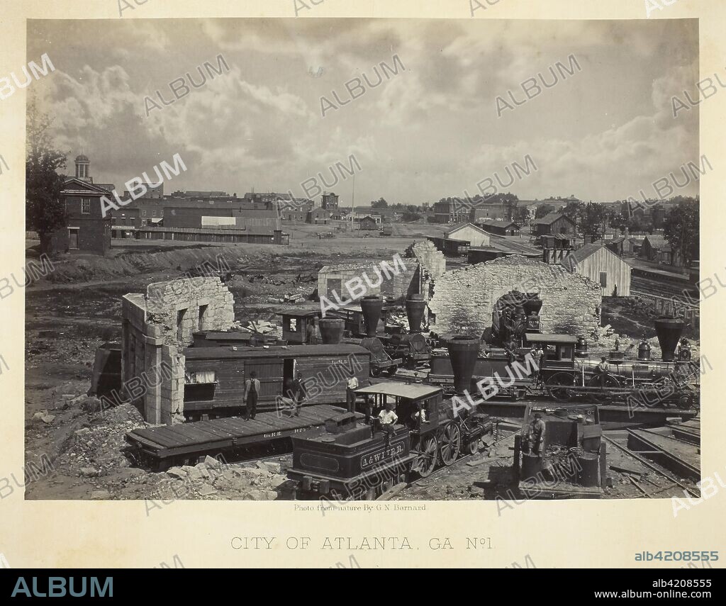 City of Atlanta, GA, No. 1. George N. Barnard; American, 1819-1902. Date: 1866. Dimensions: 25.5 x 35.9 cm (image/paper); 40.9 x 50.7 cm (album page). Albumen print, plate 45 from the album "Photographic Views of the Sherman Campaign" (1866). Origin: United States.