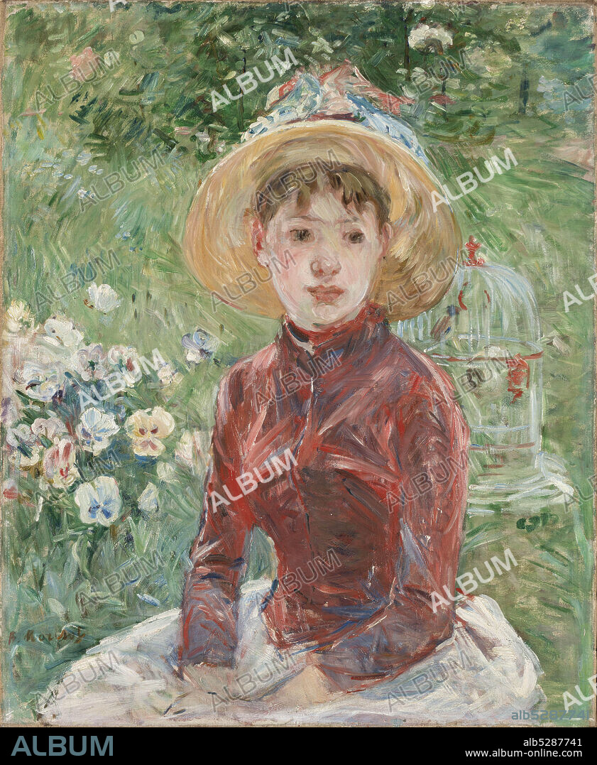 BERTHE MORISOT. Young Girl on the Grass, the Red Bodice (Mademoiselle Isabelle Lambert).