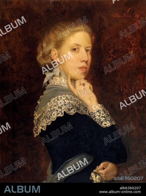 ELISE NEMES-RANSONNET. Nemes-Ransonnet, Elise, Countess. Austrian painter; Vienna 8.10.1843 - Brixen (Austria). 25.10.1899. "Self portrait", 1878. Oil on canvas, 89 × 74cm. Inv. no. 3440. Collection of self portraits, Corridoio Vasariano, Florence, Galleria degli Uffizi.