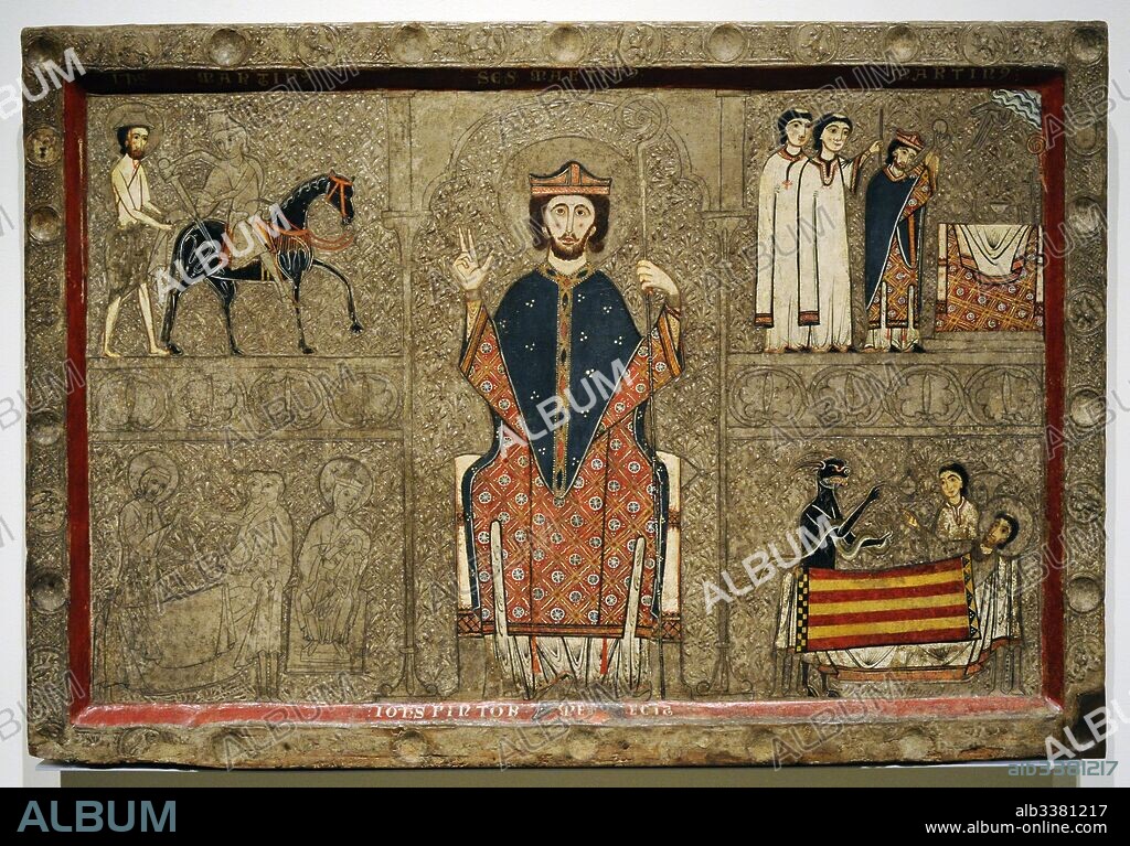 Iohannes. Taller de la Ribagorza. Frontal de Altar de Gia. Segunda mitad del siglo XIII. Procedente de la Igelsia de Sant Martí de Gia, provincia de Huesca. Museo Nacional de Arte de Cataluña. Barcelona. Cataluña. España. Iohannes. Ribagorza workshop. Altar frontal from Gia, 2nd half of 13th century. From the Church of Sant Marti of Gia, Huesca province. National Art Museum of Catalonia. Barcelona. Catalonia. Spain.