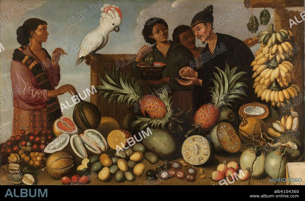 ALBERT ECKHOUT (ATTRIBUTED TO). East Indian Market Stall in Batavia. Dating: 1640 - 1666. Measurements: h 106 cm × w 174.5 cm; d 5 cm; w 19 kg.