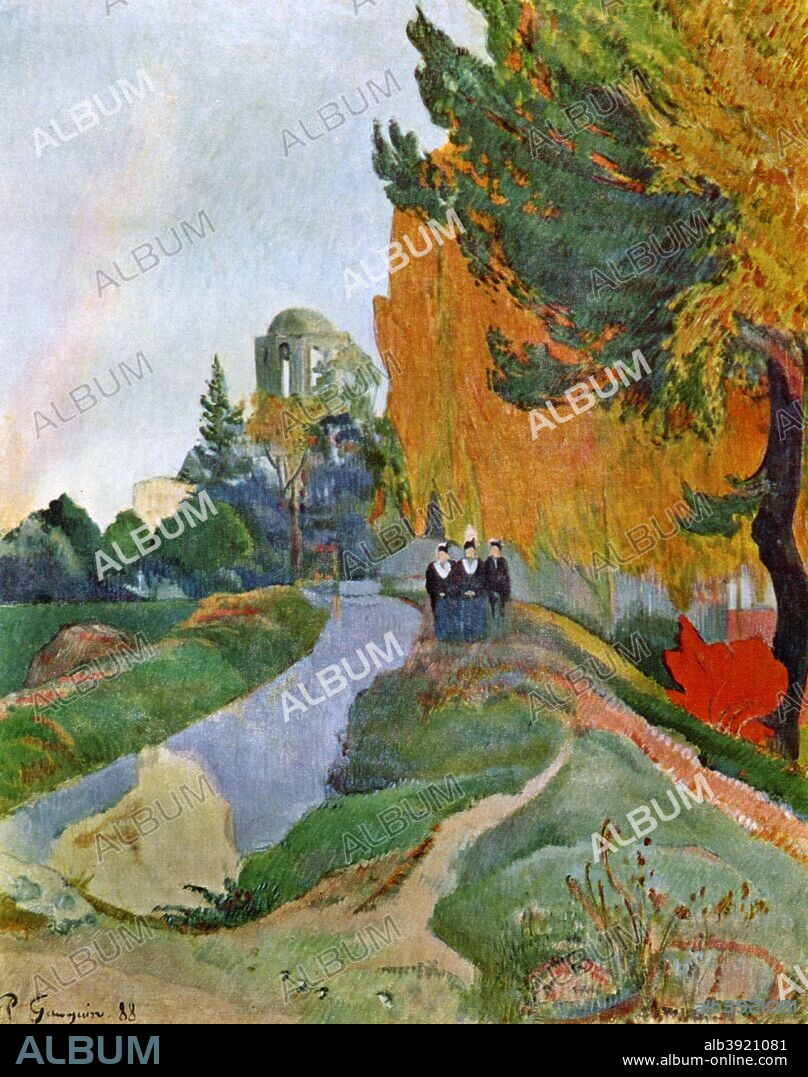 'Landscape in Arles near the Alyscamps', 1888 (1939). Found in the collection of the Musee d'Orsay, Paris, France. Plate taken from Gauguin, by John Rewald, published by William Heinemann (London and Toronto, printed in France and Belgium, 1939).