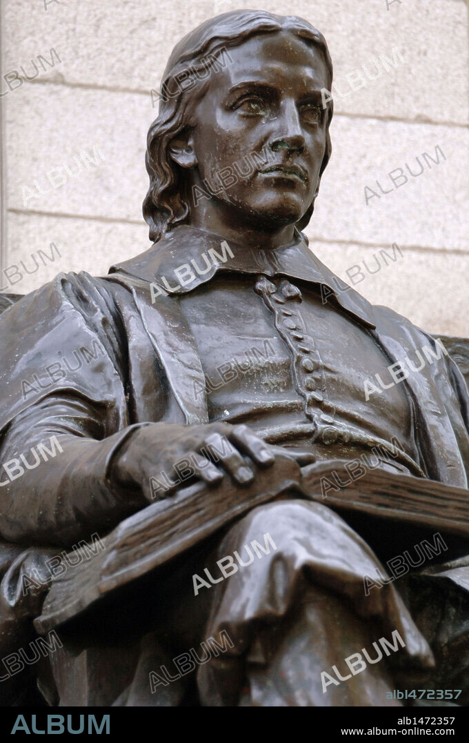 JOHN HARVARD (1607-1638). Clérigo inglés. A su muerte donó dinero y su biblioteca a una nueva Universidad cercana a Boston que, posteriormente, sería llamada Harvard College. ESTATUA. Universidad de Harvard. Alrededores de Boston. Estado de Massachusetts. Estados Unidos.