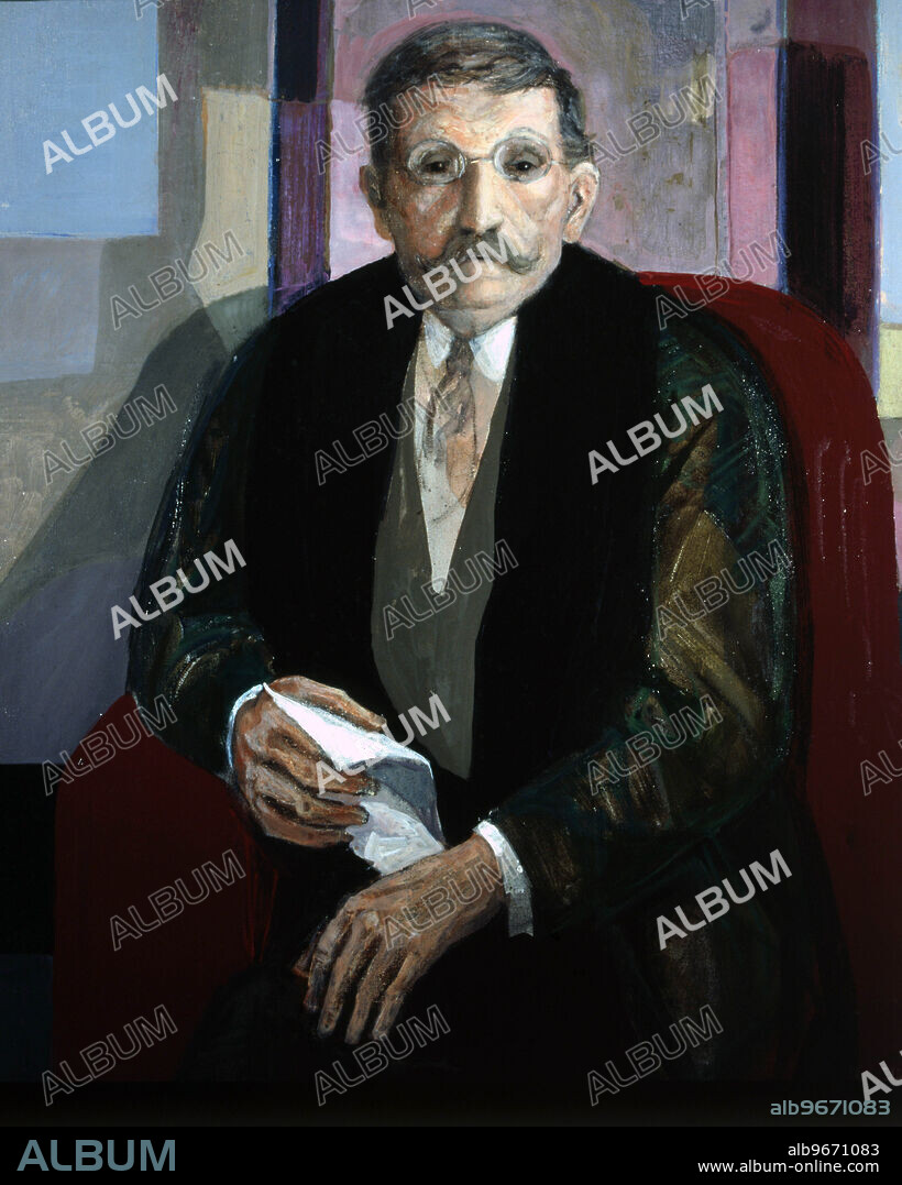 JULIÁN PÉREZ MUÑOZ. BENITO PEREZ GALDOS. ESCRITOR ESPAÑOL .1843 - 1920. OLEO DE JULIAN PEREZ MUÑOZ.