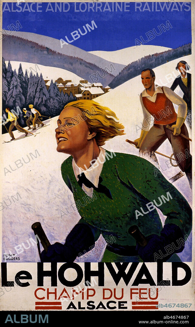 'Le Hohwald, champ du feu, Alsace'. Affiche de tourisme des chemins de fer Alsace Lorraine illustree par BORDERS (1883-1953)(ADAGP) vers 1920. Credit : Coll. Perrin/KHARBINE-TAPABOR.
