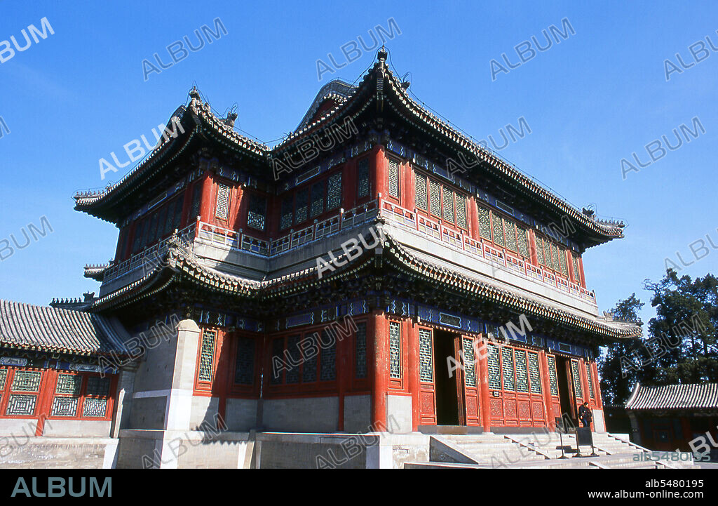 The Summer Palace (Yiheyuan) was originally created during the Ming Dynasty, but was designed in its current form by Qing emperor Qianlong (r. 1736 - 1795). It is however Qianlongs mother, the Qing Dowager Empress Cixi who is most irrevocably linked to the palace, since she had it restored twice during her reign, once in 1860 after it was plundered by British and French troops during the Second Opium War, and again in 1902 when foreign troops sought reprisals for the Boxer Rebellion, an anti-Christian movement.