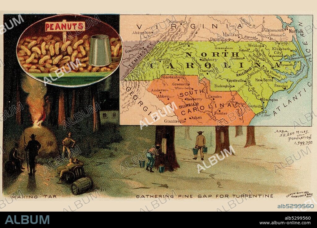 Arbuckle Brothers was a coffee bean importer and roaster on John Street in Brooklyn, New York. The company was founded by John Arbuckle (1839–1912), known as “the Coffee King,” and his brother, Charles (1833–1891), in 1871.  As part of a marketing campaign they produced a booklet of maps of each state of the United States.  This is one of the pictorial state maps from 1889.  .