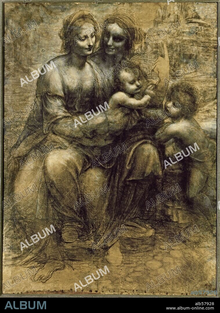 Leonardo Da Vinci / 'The Virgin and Child with Saint Anne and Saint John the Baptist', c. 1490.
