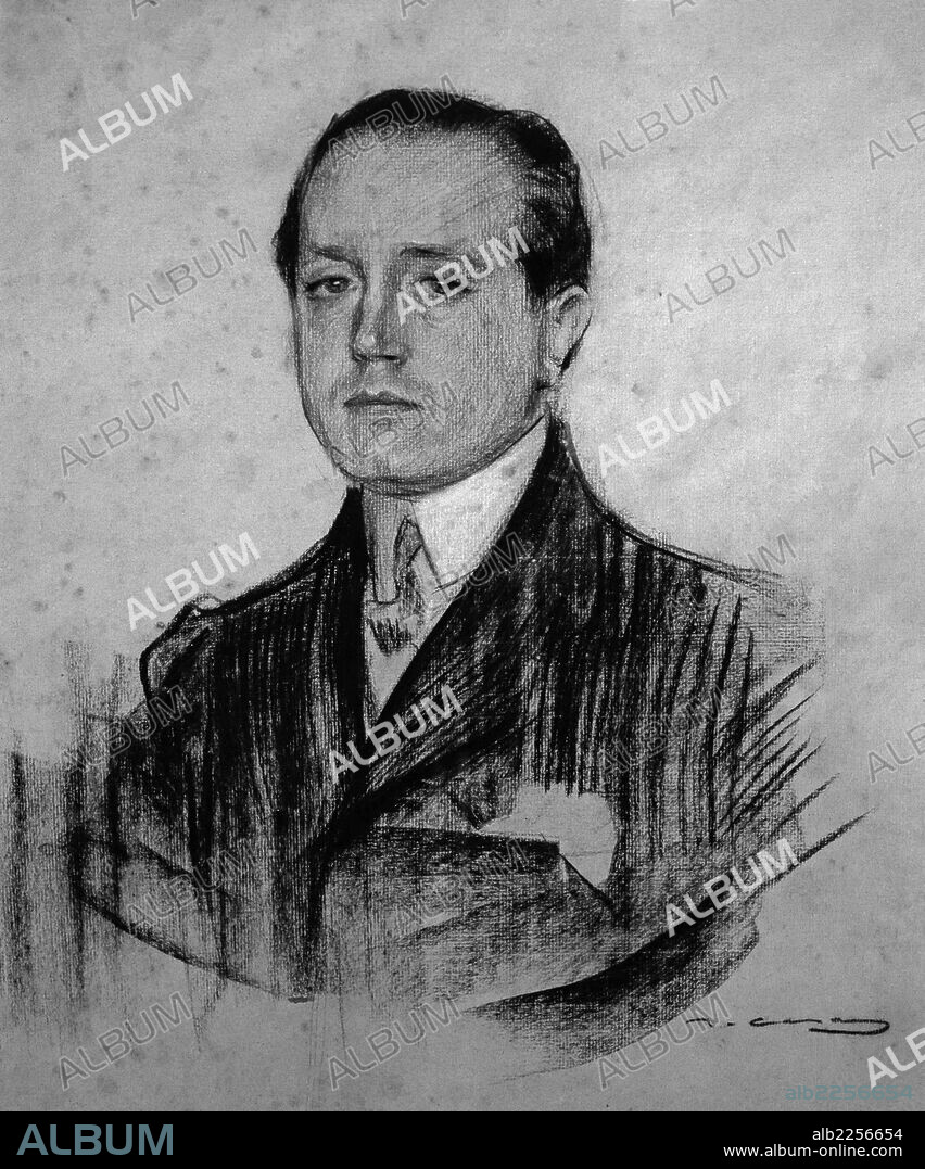 AZORIN. JOSE MARTINEZ RUIZ , . ESCRITOR ESPAÑOL . MONOVAR 1873 - 1967. DIBUJO DE RAMON CASAS. MUSEO ARTE MODERNO . BARCELONA. SFGP / © KORPA.