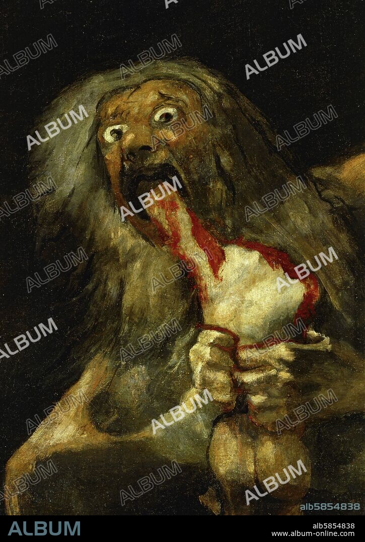 FRANCISCO DE GOYA. Saturn devouring one of his sons - detail. 
From the series of "Black paintings". 
Oil on canvas (1819-1823) 
146 x 83 cm 
Inv. 763.