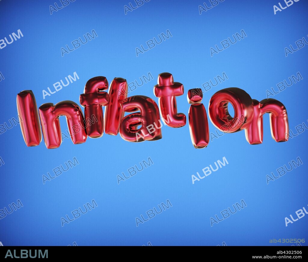 Balloons in letters that spell 'inflation'.