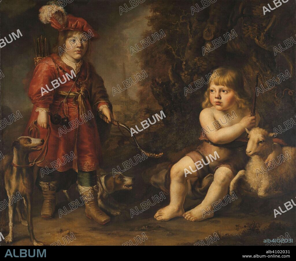 DOUWE JUWES DE DOWE. Portraits of two Boys in a Landscape, one dressed as a Hunter, the other St as John the Baptist. Dating: 1647. Measurements: h 112.5 cm × w 133 cm; d 6.5 cm.