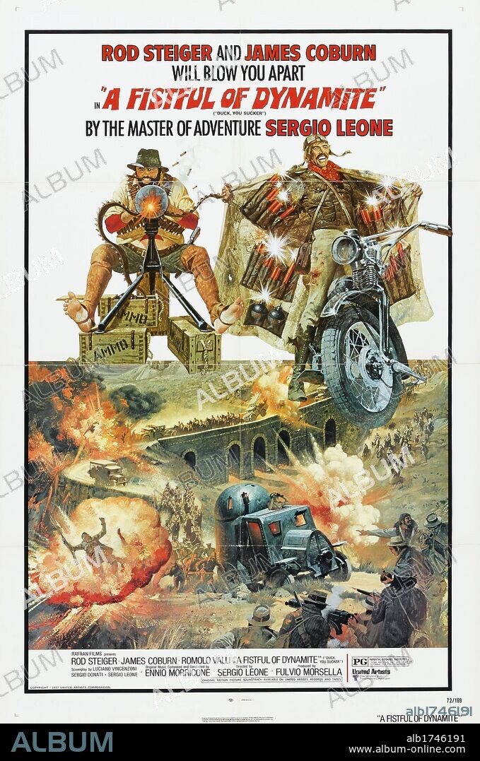 Poster de AGACHATE, MALDITO!, 1971 (GIU LA TESTA), dirigida por SERGIO LEONE. Copyright UNITED ARTISTS.
