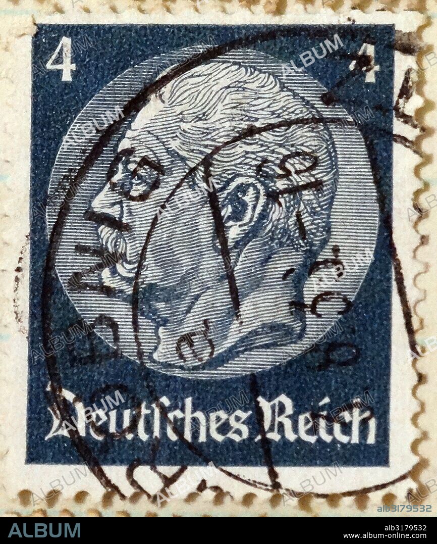 German third Reich Postage stamp depicting President Paul Von Hindenburg 1933.