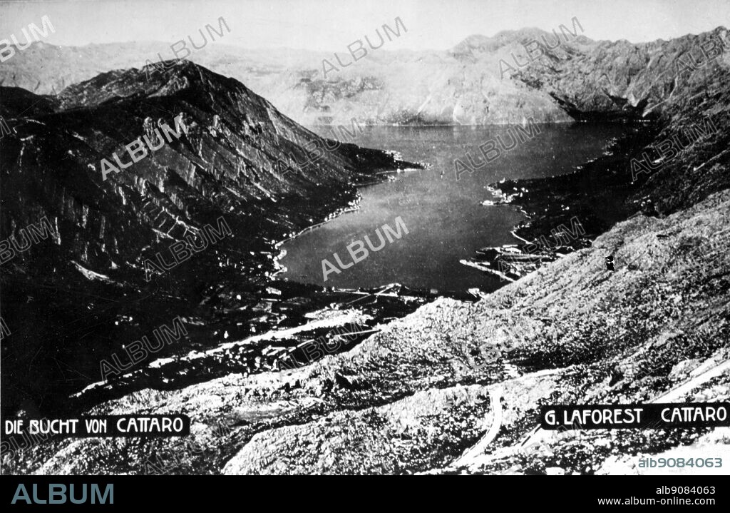 WW1/ View of the Botha of Kotor in Yugoslavia, where the Austro-Hungarian navy revolt took place, Feb. 1918.