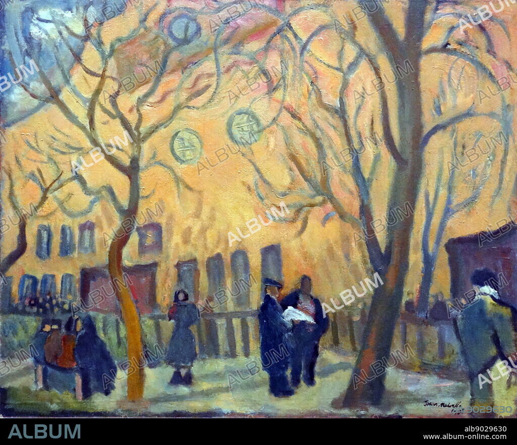 Aston Villa by John Melville (1902-1986) British Surrealist painter. Dated 1956.