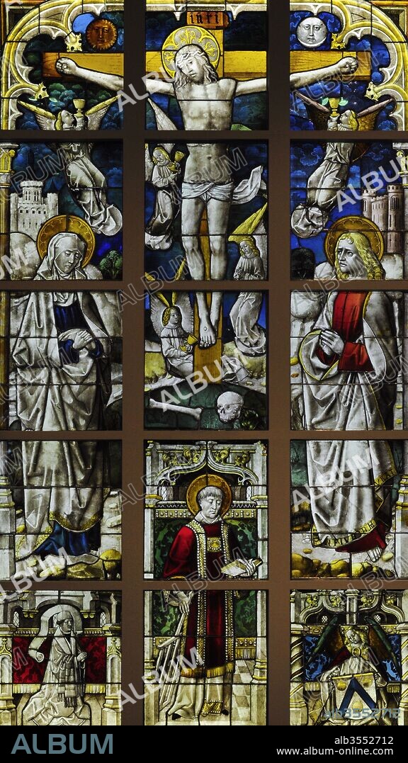 Cristalera de la Crucifixion. Ventana de la Iglesia de San Laurentius, Colonia, Alemania. Antes del 1489. Museo Schnutgen. Colonia, Alemania.