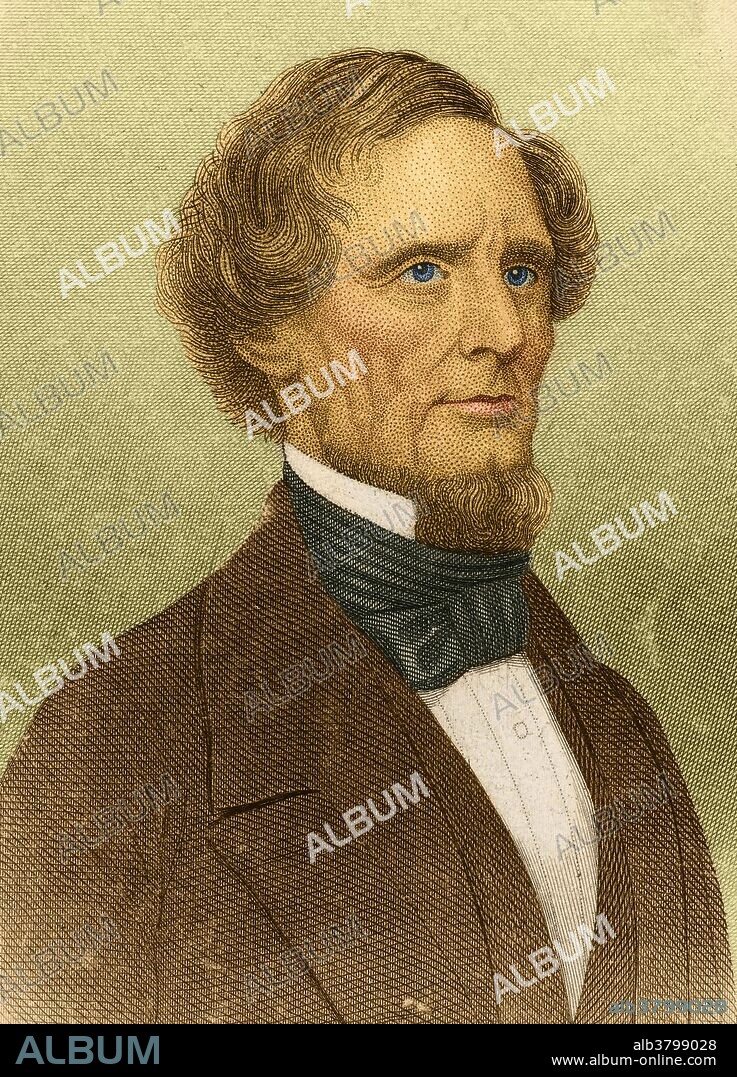 Jefferson Finis Davis (June 3, 1808 - December 6, 1889) was a statesman and leader of the Confederacy during the American Civil War. He graduated from West Point and fought in the Mexican-American War as a colonel of a volunteer regiment. He was Secretary of War under President Pierce and a senator representing Mississippi. He argued against secession, but agreed that each state was sovereign and had the right to secede from the Union. He was selected as provisional President of the CSA and was elected without opposition to a six-year term. Davis took charge of the Confederate war plans but was unable to find a strategy to stop the larger, powerful and better organized Union. His diplomatic efforts failed to gain recognition from any foreign country, and paid little attention to the collapsing Confederate economy, printing more and more paper money to cover the war's expenses. In 1865, Davis was captured, imprisoned, placed in irons and indicted for treason. After two years of imprisonment, he was released on bail posted by prominent citizens of both Northern and Southern states. He died in 1889, at age 81, in the presence of friends and and holding the hand of his beloved, Varina.