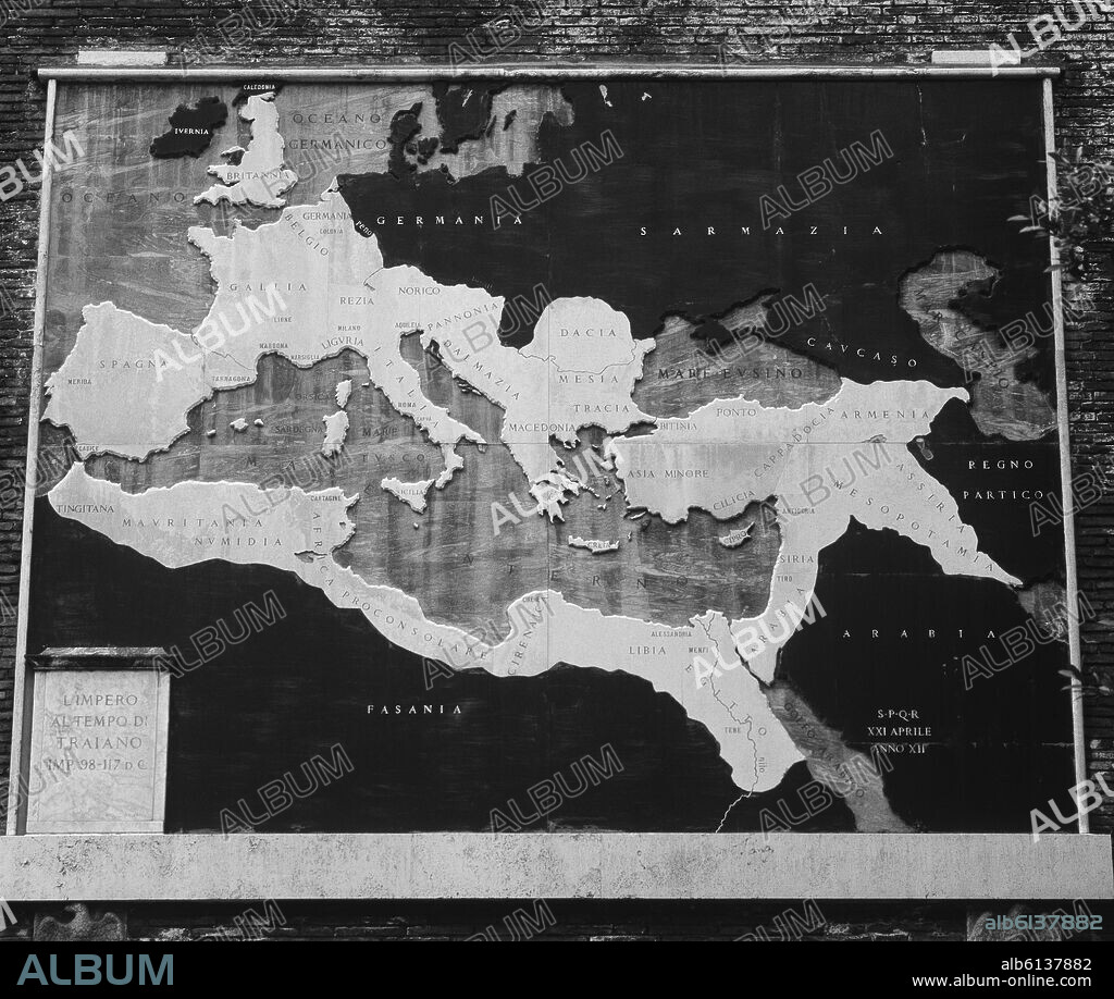 MAPA DEL MUNDO ROMANO EN TIEMPOS DE TRAJANO - 98-117 DC.