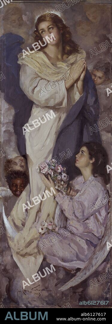 JOSÉ CRUZ HERRERA. 'Inmaculada Concepción', 1963, Oleo sobre lienzo.