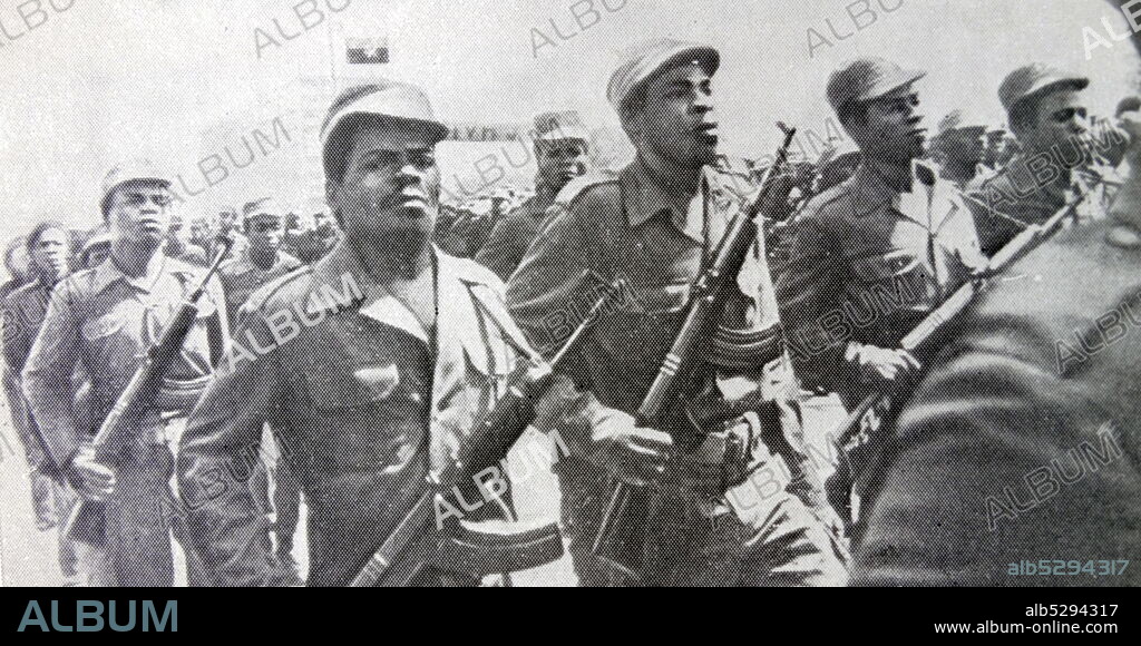 Angolan army on parade after independence from Portugal and following the Civil War. 1980.