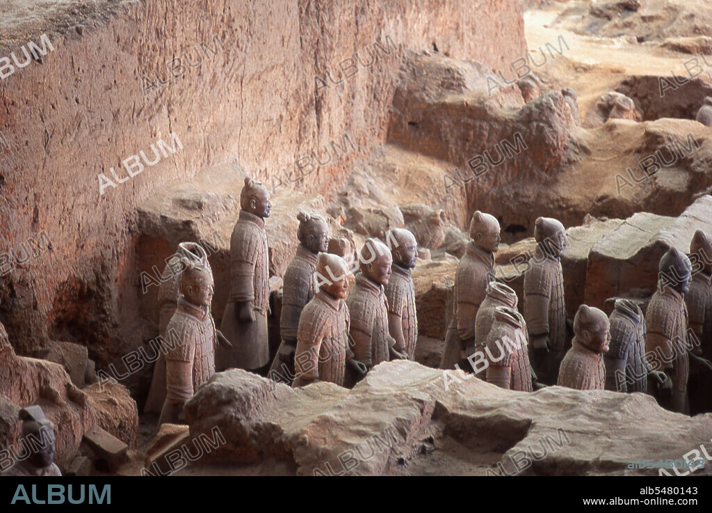 During a drought in 1974, farmers digging a well stumbled across one of the most amazing archaeological finds in modern history - the terracotta warriors. The terracotta army, thousands of soldiers, horses and chariots, had remained secretly on duty for some 2,000 years, guarding the nearby mausoleum of Qin Shu Huang / Qin Shi Huangdi, the first emperor of a unified China (r. 246 - 221 BCE). The infamous Qinshi is best known for his ruthless destruction of books and the slaughter of his enemies. Each of the terracotta figures, some standing, some on horseback, and some kneeling, bows drawn, is unique, with a different hairstyle and facial expression.