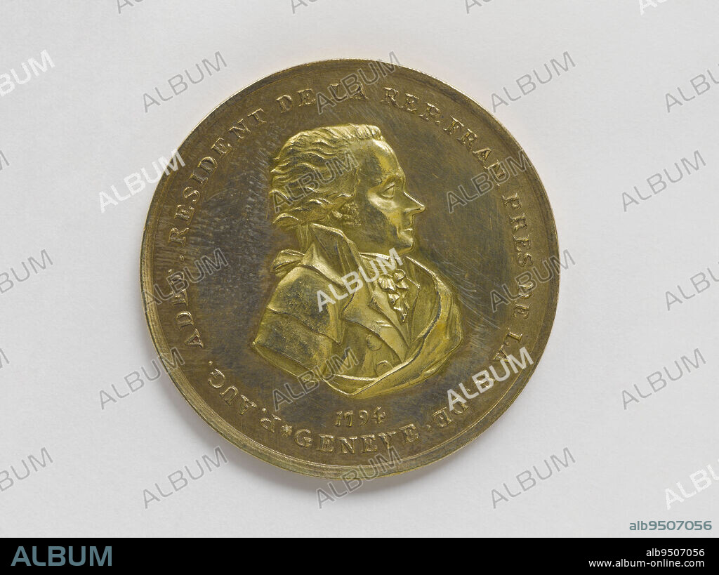 Pierre-Auguste Adet (1763-1834), resident of France near the Republic of Geneva, 1794-1795, Ferrier, Pierre, Engraver in medals, In 1794, Numismatics, Medal, Bronze, Doré = gilding, Dimensions - Work: Diameter: 4 cm, Weight (type dimension): 19.27 g.