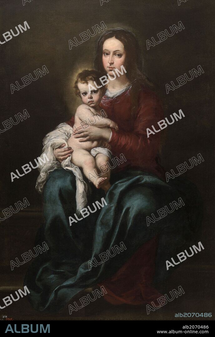BARTOLOMÉ ESTEBAN MURILLO. Bartolomé Esteban Murillo / 'La Virgen con el Niño', 1655-1660, Escuela Española, Óleo sobre Lienzo, 151 cm x 103 cm, P00976.