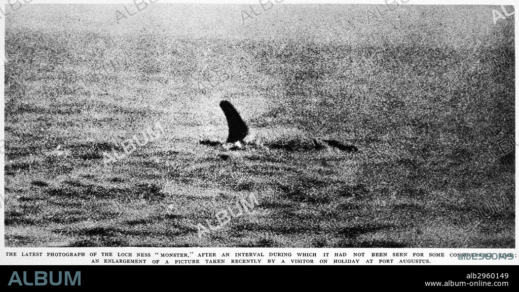 LOCH NESS MONSTER, 1934.Said to be the Loch Ness monster. Photographed by a tourist at Fort Augustus, Scotland in 1934. From a contemporary English newspaper.