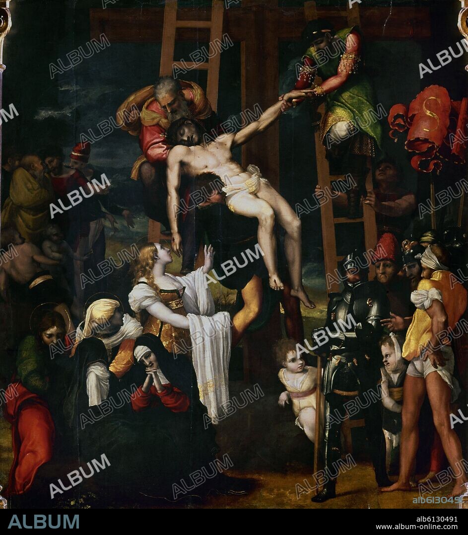 PEDRO MACHUCA. EL DESCENDIMIENTO DE LA CRUZ - 1547 - O/T - 141x128 - NP 3017 - RENACIMIENTO ESPAÑOL.