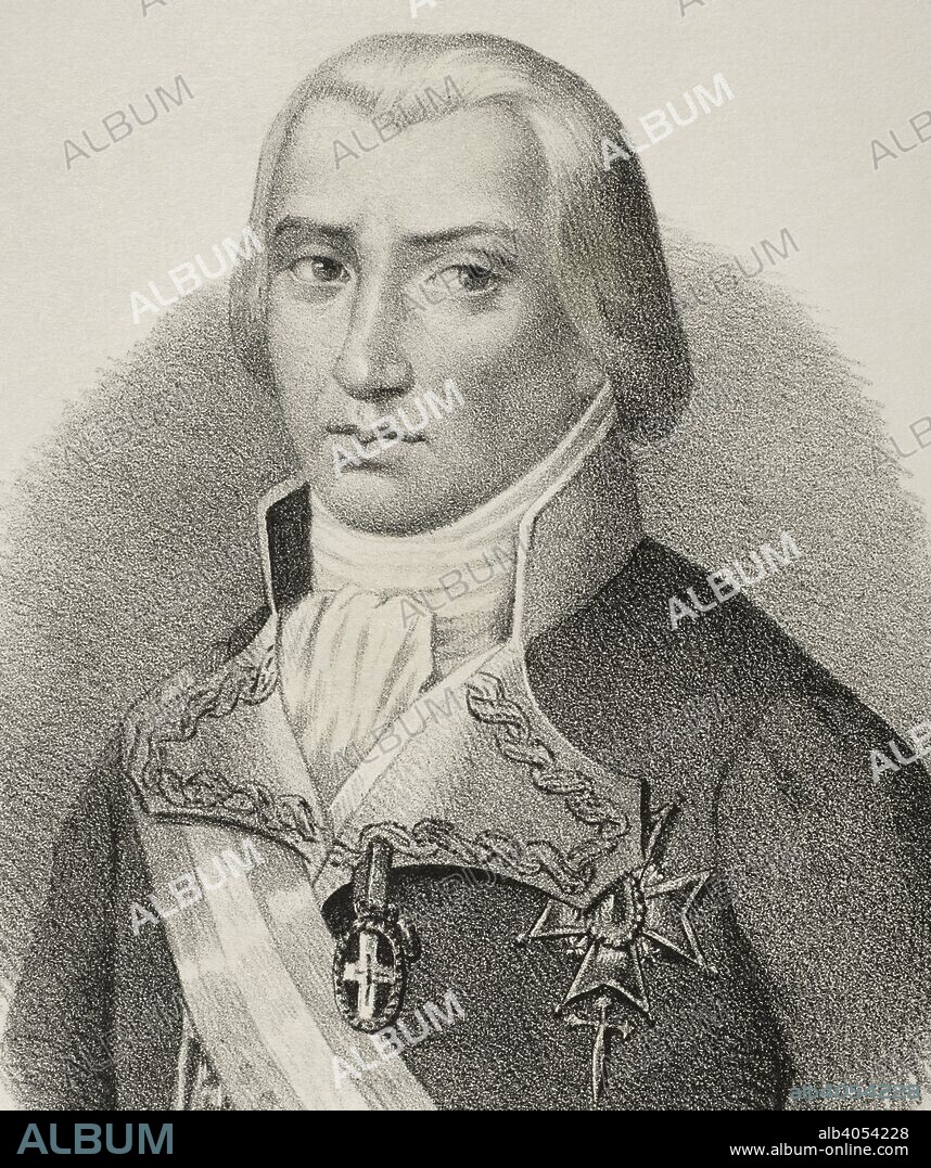Federico Gravina (1756-1806). Spanish Admiral. Drawing by Santiago Llanta, detail. Lithography. Portrait. Cronica General de Espa–a, Historia Ilustrada y Descriptiva de sus Provincias. Andalucia, 1867.