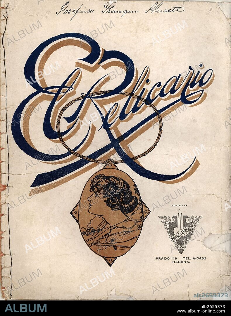 Partitura musical del couplet "El relicario", del maestro José Padilla. Años 1930. Editada en La Habana (Cuba).