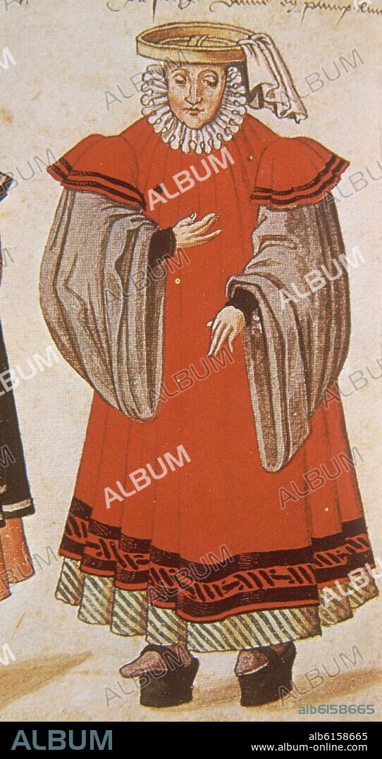 CHRISTOPHE WEIDITZ (1500-1559). DAMA DE PAMPLONA - 1529 - CODICE DE LOS TRAJES - TRACHTENBUCH - RENACIMIENTO ALEMAN.