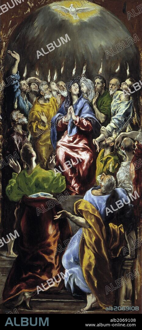 El Greco / 'Pentecostés', Hacia 1600, Escuela Española, Óleo sobre Lienzo, 275 cm x 127 cm, P00828.