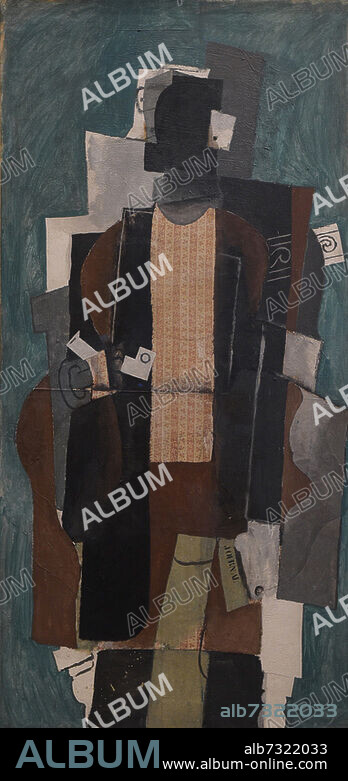 PABLO PICASSO. Homme à la pipe (1914)
(Man with a pipe)
Oil and printed fabric on canvas
Musée National Picasso - Paris.