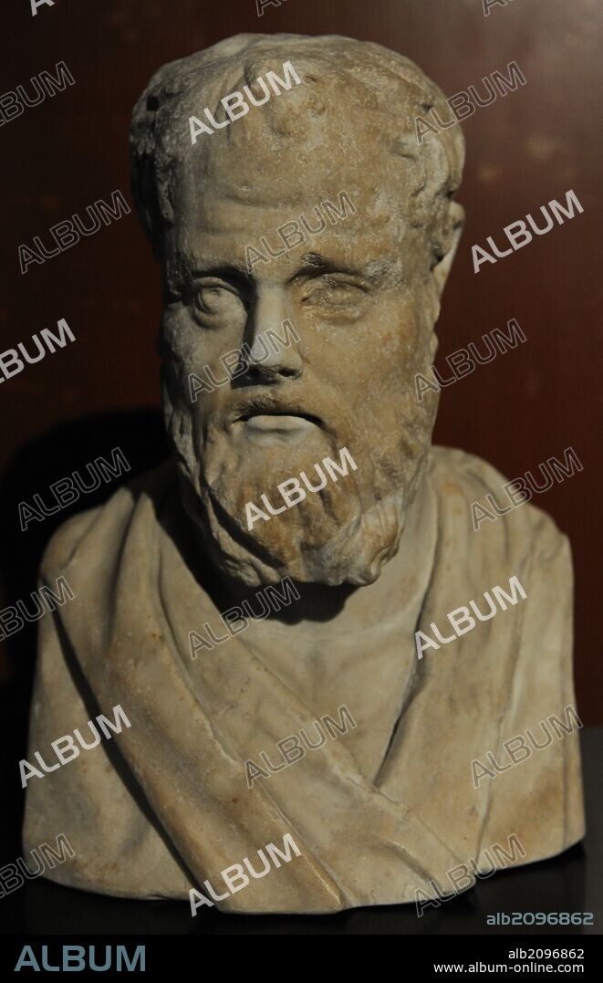 Isócrates (Atenas, 436 a. C. -ibíd. 338 a. C.) orador, logógrafo, político y educador griego, creador del concepto de panhelenismo. Copia de mármol. Neues Museum (Nuevo Museo). Berlín. Alemania. Europa.