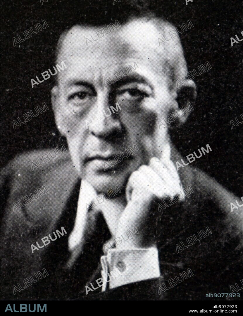 Photographic portrait of Sergei Rachmaninoff (1873-1943) a Russian pianist, composer, and conductor of the late Romantic period. Dated 20th century.