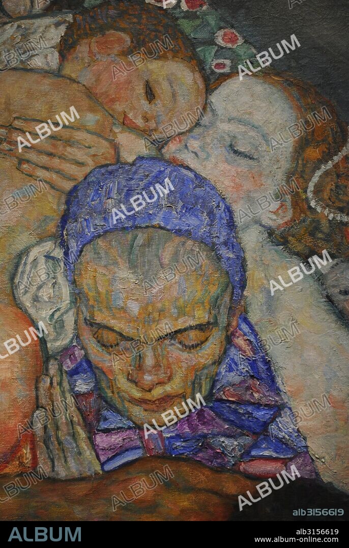 ARTE S. XIX. AUSTRIA. KLIMT, Gustav (Viena, 1862-1918). Pintor y decorador austríaco. Máximo representante del Jugendstil en Alemania y Austria. " Muerte y Vida", 1910-1915. Leopold Museum. Viena. Austria. Detalle.