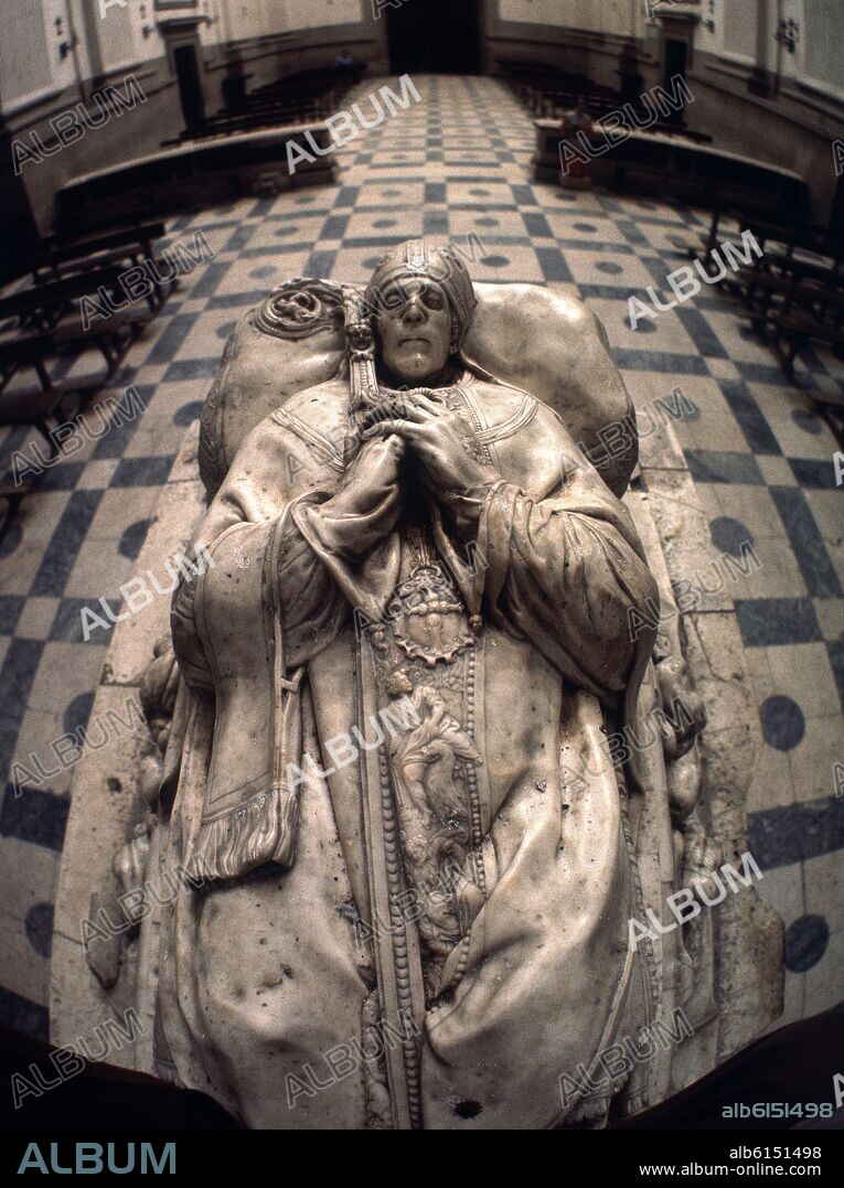 ALONSO BERRUGUETE (1488-1561). SEPULCRO DEL CARDENAL TAVERA REALIZADO ENTRE 1551 Y 1561 - MARMOL DE CARRARA - RENACIMIENTO ESPAÑOL.