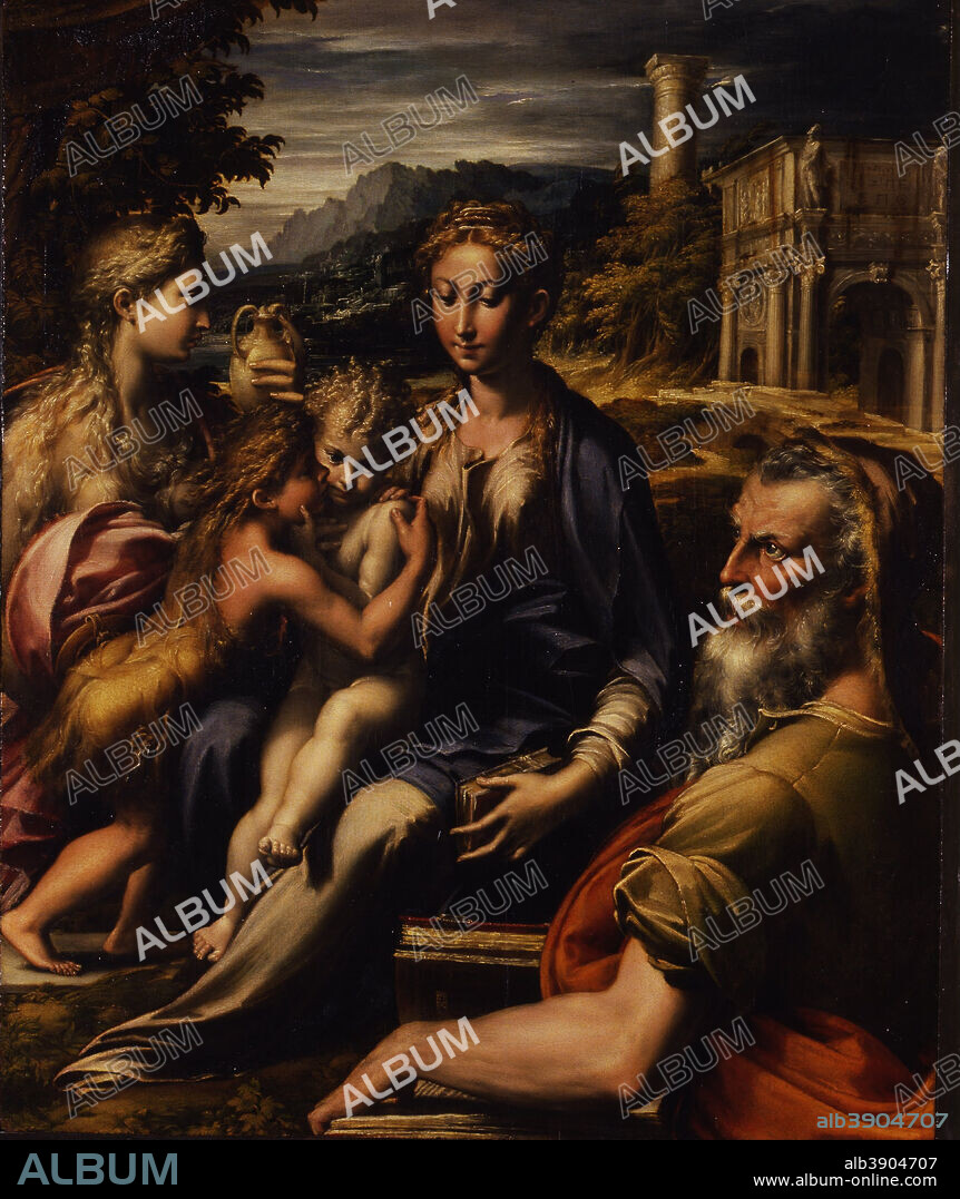 PARMIGIANINO. Madonna con Bambino e angeli, detta Madonna di San Zaccaria (filename errato) / Madonna of San Zaccaria (bad filename). Date/Period: From 1534 until 1540. Painting. Oil on panel. Height: 219 cm (86.2 in); Width: 135 cm (53.1 in).