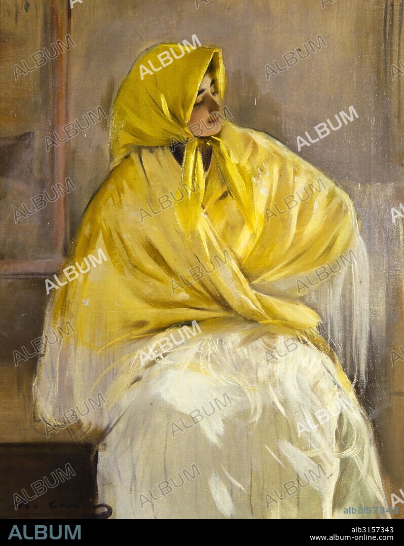 RAMÓN CASAS. Julia de amarillo. Óleo.