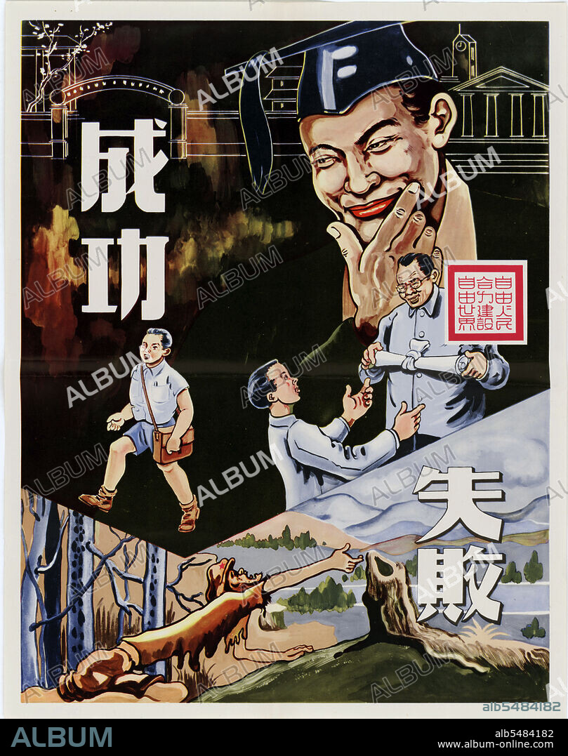 8/3/1953 - U.S. Propaganda Posters in 1950s Asia - Success and Failure poster (written in Chinese) .