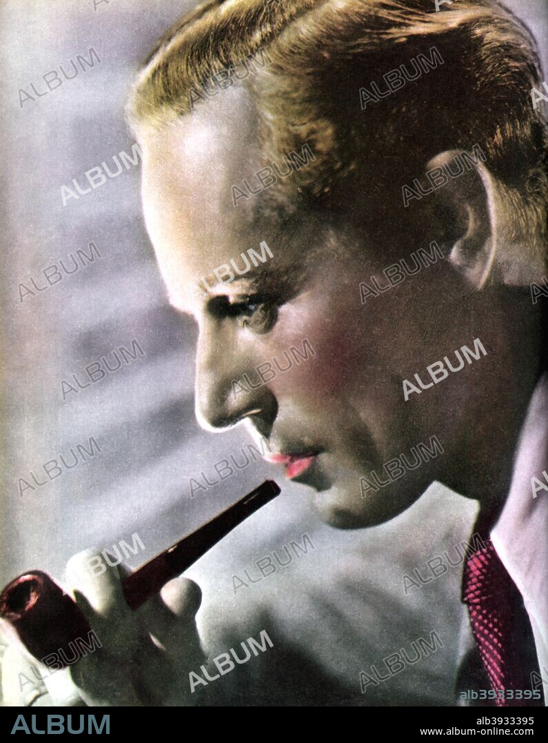 Leslie Howard, Englsh actor, 1934-1935. Born Leslie Howard Stainer, he is best remembered for his portrayal of Ashley Wilkes in Gone With the Wind (1939). Taken from Meet the Film Stars, by Seton Margrave. (London, 1934-1935).