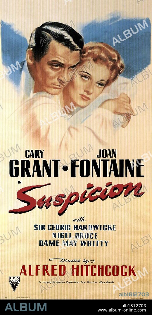 Poster of SUSPICION, 1941, directed by ALFRED HITCHCOCK. Copyright RKO.