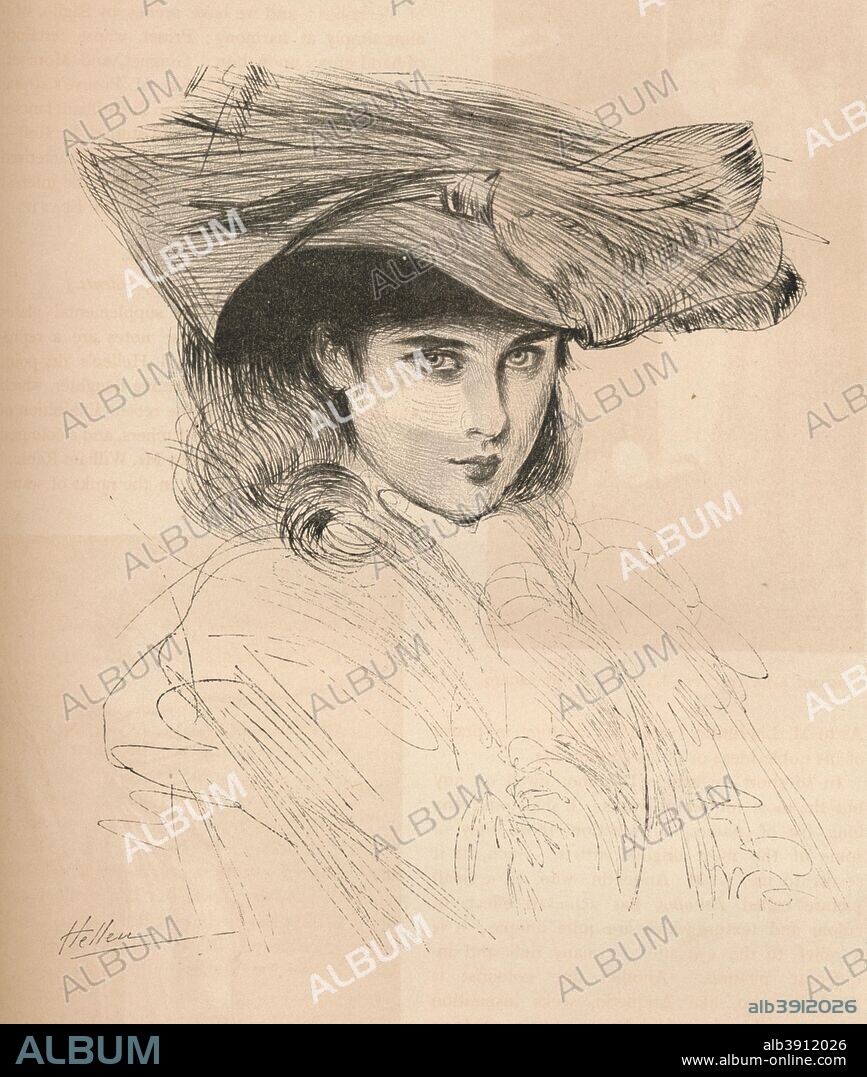 Portrait of the Artist's Daughter. After a dry-point by Paul Cesar Helleu (1859-1927). From The Studio Volume 29 [London Offices of the Studio, London, 1903.].
